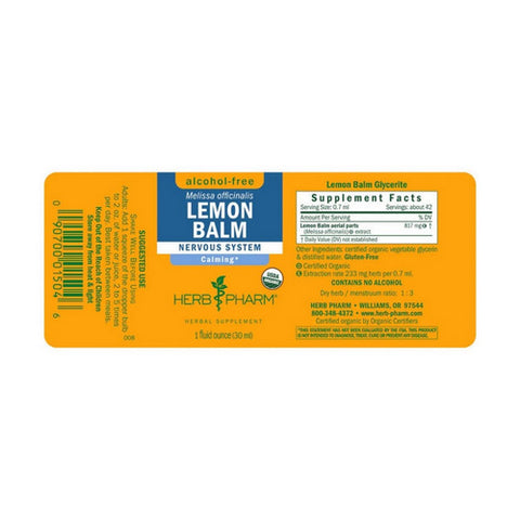 Herb Pharm, Lemon Balm Glycerite, 1 Oz