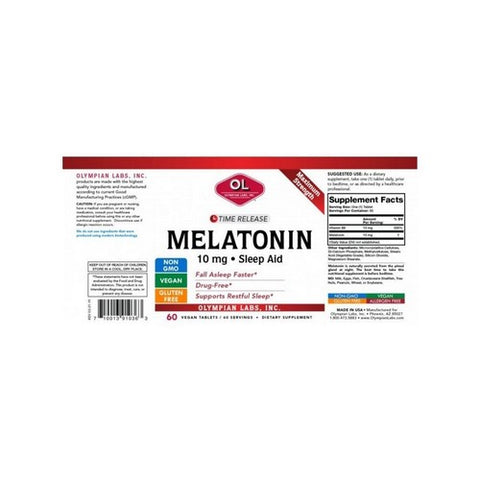 Olympian Labs, Melatonin Time Release, 10 mg, 60 Tabs