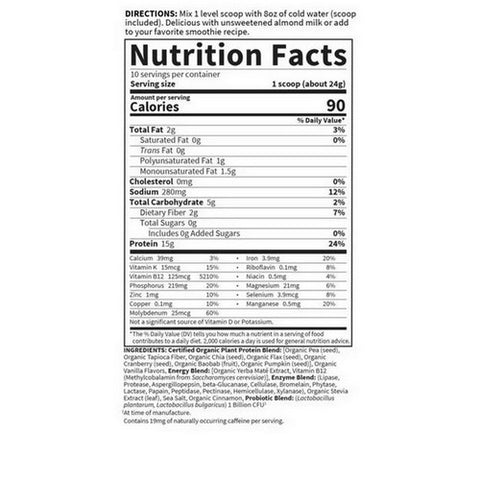 Garden of Life, Organic Plant Protein, Smooth Energy 9 oz