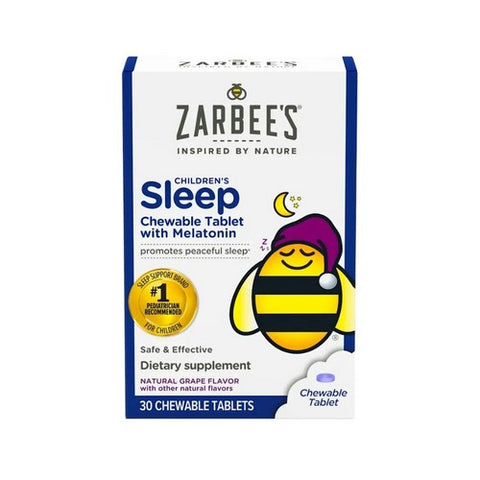 Zarbees, Children's Sleep with Melatonin Supplement, Grape 30 Chewable Tablets