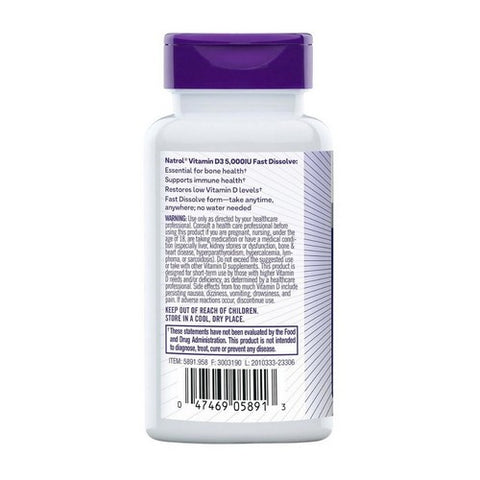 Natrol, Vitamin D3, 5000 IU, Strawberry 90 Tabs