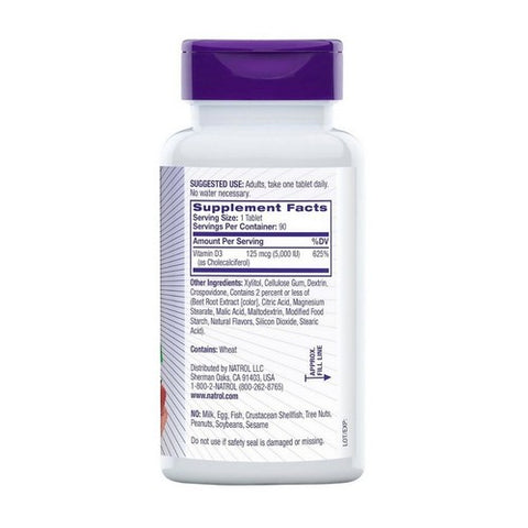 Natrol, Vitamin D3, 5000 IU, Strawberry 90 Tabs