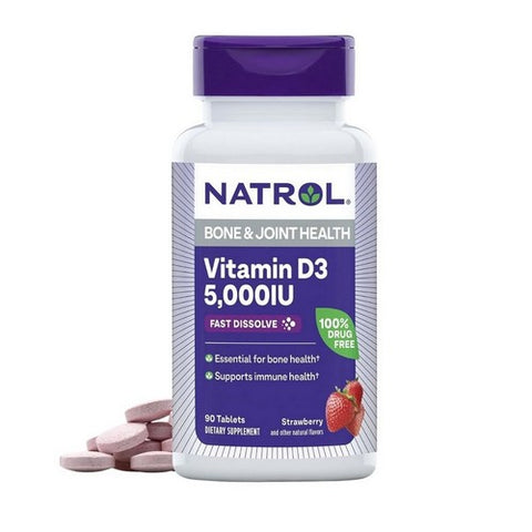 Natrol, Vitamin D3, 5000 IU, Strawberry 90 Tabs
