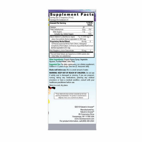 Nature's Answer, Sambucus Kids Formula, Alcohol Free, 8 Oz