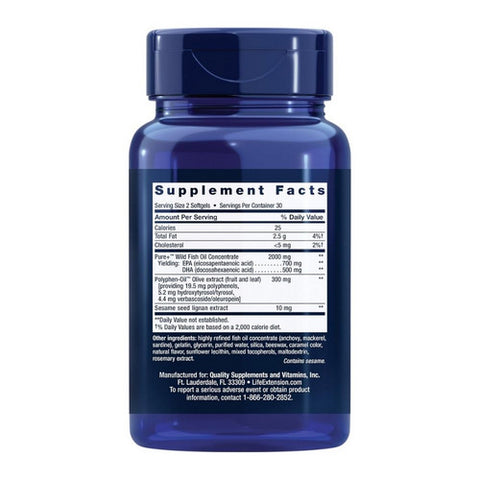 Life Extension, Super Omega-3 EPA/DHA with Sesame Lignans & Olive Fruit Extract, 60 Soft Gels