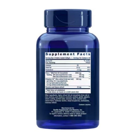 Life Extension, Super Omega 3 EPA And DHA Fish Oil, 120 Enteric Coated Softgel