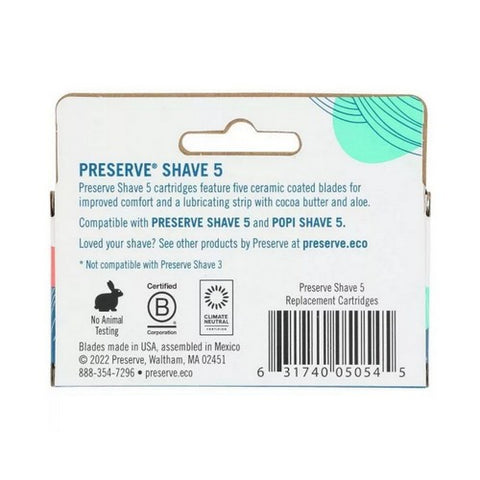 Preserve, Shave 5 Blade Cartridges, 4 Count
