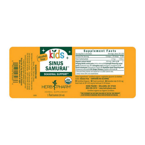 Herb Pharm, Kids Sinus Samurai, 1 fl oz