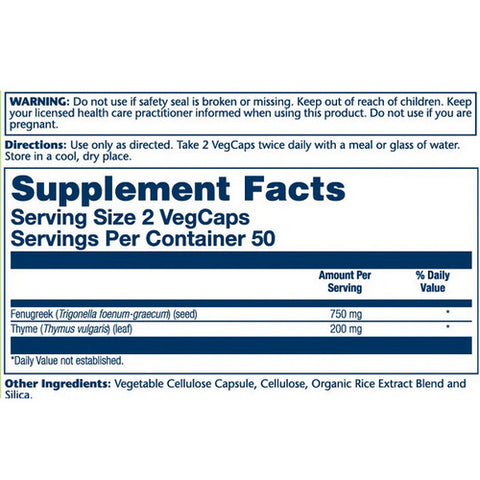 Solaray, Fenugreek & Thyme, 950 mg, 100 Caps