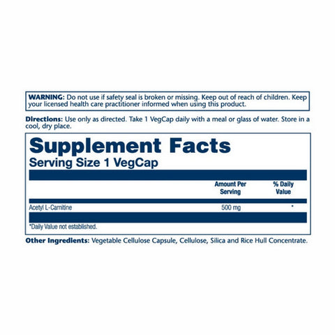 Solaray, Acetyl L-Carnitine, 500 mg, 30 Caps
