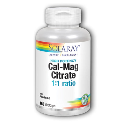 Solaray, Calcium And Magnesium Citrate With Vitamin D2, 180 Vegetarian Capsules