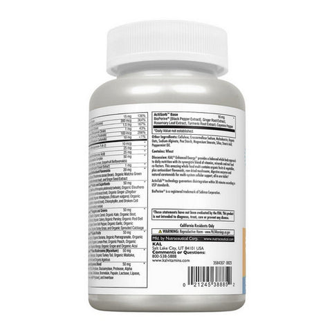 Kal, Enhanced Energy, Whole Food Multivitamin, 60 Veg Tabs