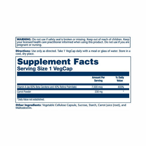 Solaray, Dry Form Vitamin A, 25,000 IU, 60 Caps