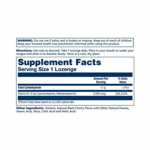 Solaray, Vitamin B-12, 5,000 mcg, 30 Lozenges