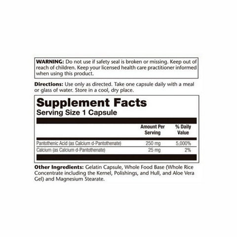 Solaray, Pantothenic Acid, 250 mg, 100 Caps