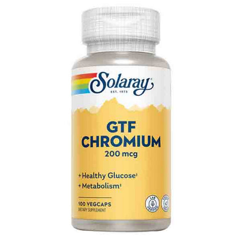 Solaray, GTF Chromium, 200 Mcg, 100 Veg Caps