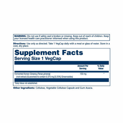 Solaray, Fremented Korean Ginseng Root Extract, 30 Caps