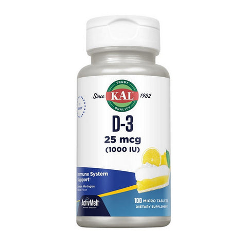 Kal, D-3 ActivMelt, 1,000 IU, 100 Tabs