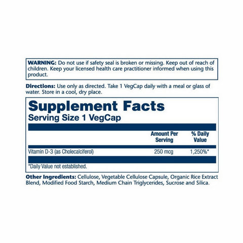 Solaray, Vitamin D-3, 10,000 IU, 60 Caps