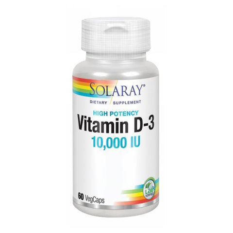 Solaray, Vitamin D-3, 10,000 IU, 60 Caps