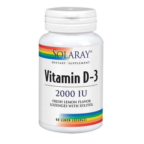 Solaray, Vitamin D-3, 2,000 IU, Lemon 60 Lozenges