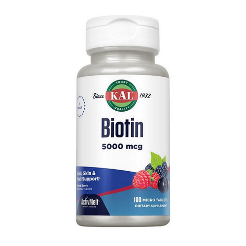Kal, Biotin ActivMelt, 5,000 mcg, 100 Tabs
