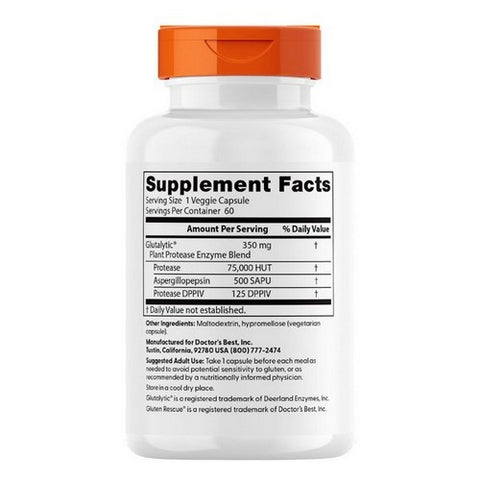 Doctors Best, Gluten Rescue with Glutalytic, 60 Veggie Caps