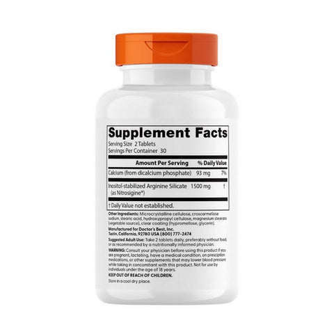 Doctors Best, Fast Acting Arginine Complex with Nitrosigine, 750 mg, 60 Tabs