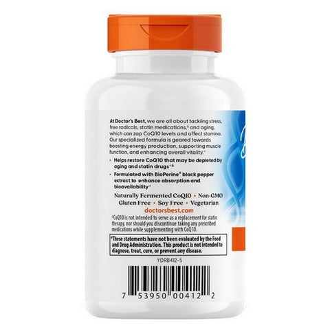 Doctors Best, High Absorption COQ10 with Bioperine, 200 mg, 60 Veggie Softgels