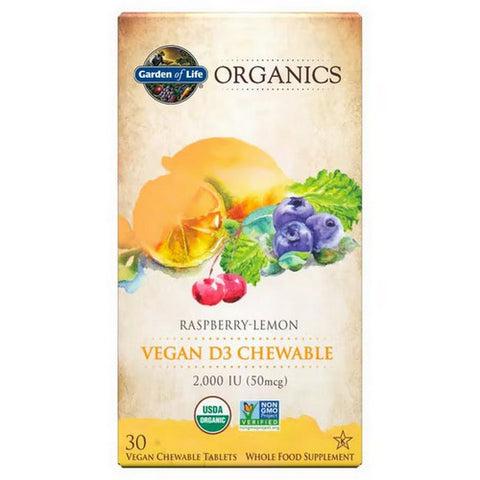 Garden of Life, Vegan D3, 2,000 IU, Raspberry-Lemon 30 Chews