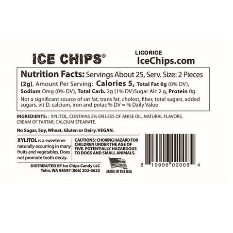 Ice Chips Candy, Ice Chips Candy, Licorice 1.76 oz