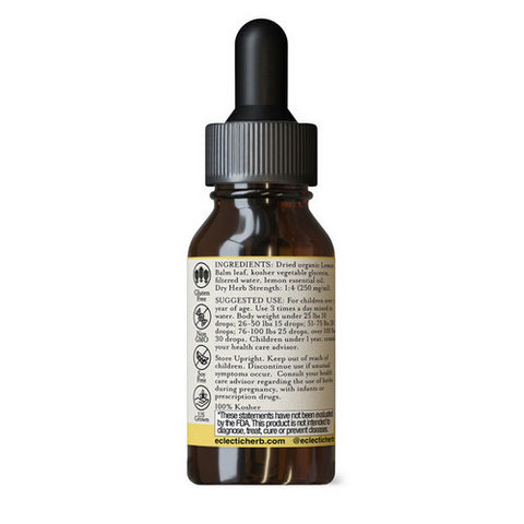 Eclectic Herb, Kid's Lemon Balm, Lemon Flavor 1 Oz Alcohol free