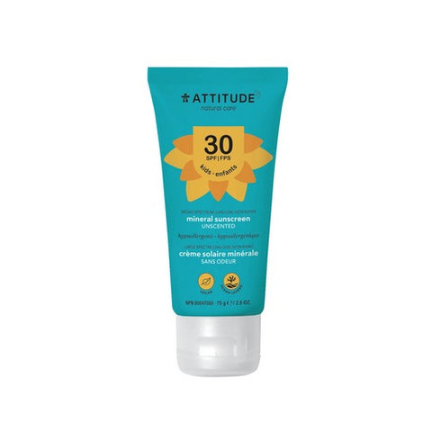 Attitude, 100% Mineral Sunscreen SPF30, Fragrance Free 2.6 Oz