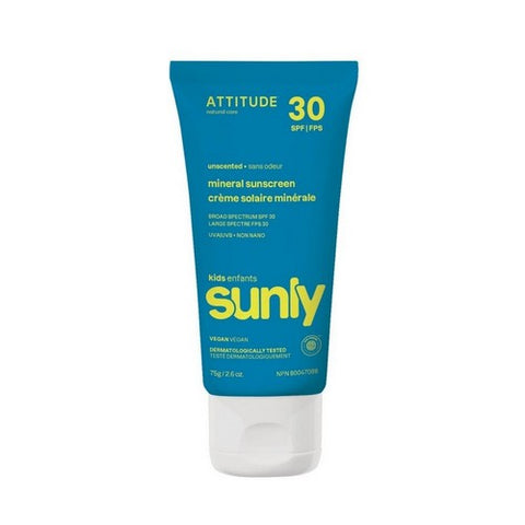 Attitude, 100% Mineral Sunscreen SPF30, Fragrance Free 2.6 Oz