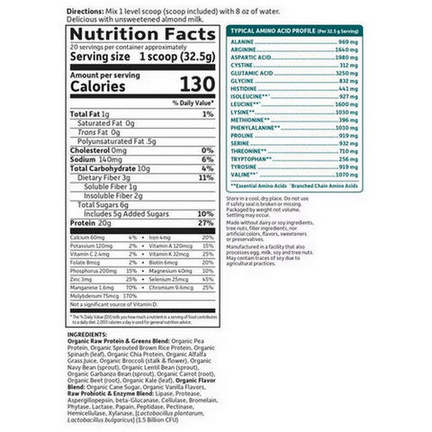 Garden of Life, Raw Protein and Greens, Light Sweet 651g