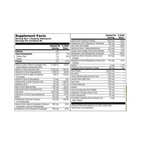 All One, Multiple Vitamin and Mineral Powder, Rice Base, 1000 GRM (66 Day Supply)