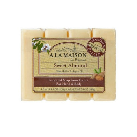 A La Maison, Hand & Body Bar Soap, Sweet Almond 4/3.5 Oz