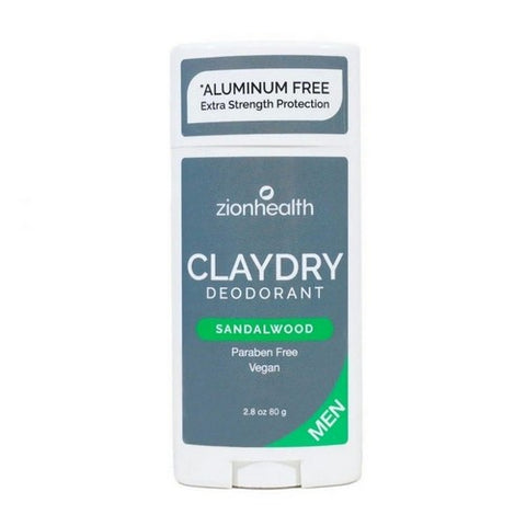 Zion Health, Clay Dry Deodorant, Sandalwood 2.5 Oz