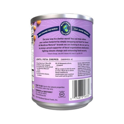Westrae, Organic Lentil Beans Fat Free, 15 Oz(Case Of 6)