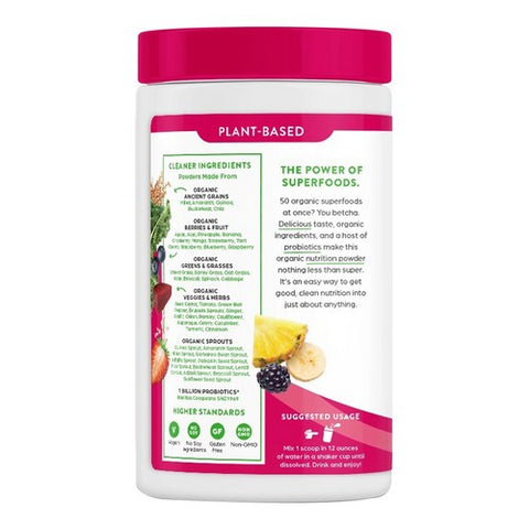Orgain, Organic Vegan Superfood Powder Berry, 0.62 Lb(Case Of 3)