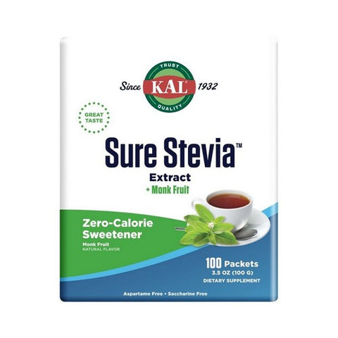 Kal, Stevia Plus Monk Fruit Unflavored, 100 Count