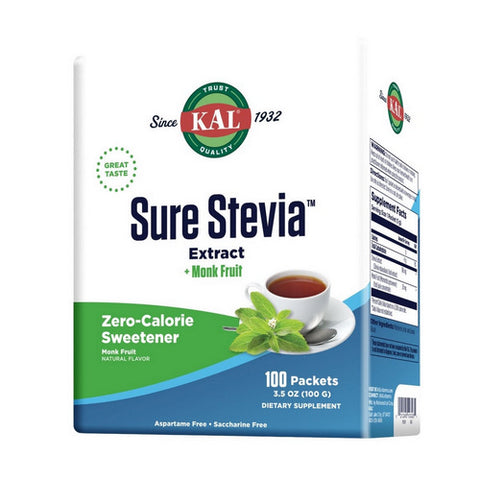 Kal, Stevia Plus Monk Fruit Unflavored, 100 Count