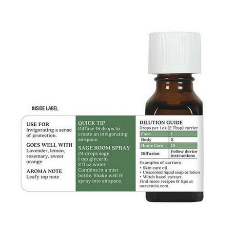 Aura Cacia, Essential Oil Sage, (salvia officinalis) 0.5 Fl Oz