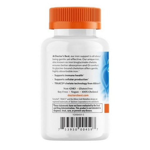 Doctors Best, High Absorption Iron with Ferrochel, 27 Mg, 120 Tabs