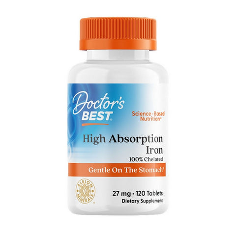 Doctors Best, High Absorption Iron with Ferrochel, 27 Mg, 120 Tabs