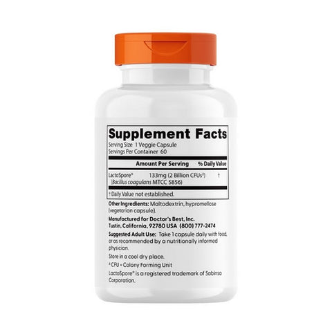 Doctors Best, Digestive Health Probiotic 2 Billion, 60 Veg Caps