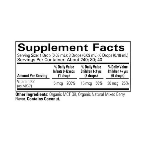 Child Life Essentials, Organic Vitamin K2 Natural Berry, 12  ml