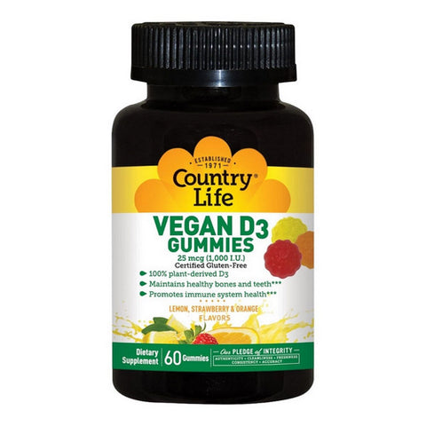 Country Life, Vegan D3 Gummies, 60 Count