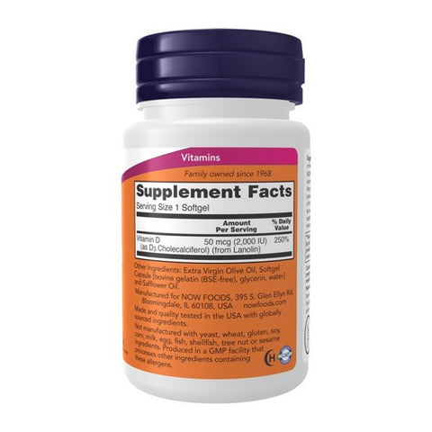 Now Foods, Vitamin D-3, 2000 IU, 30 Softgels
