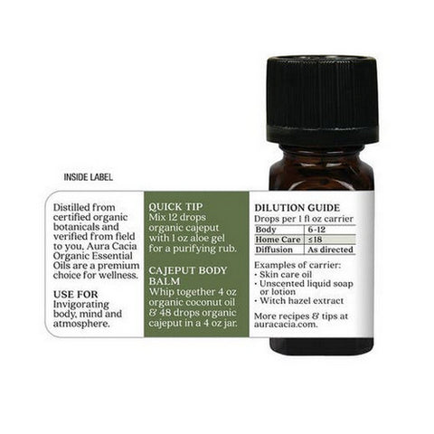 Aura Cacia, Organic Essential Oil, Cajeput .25Oz